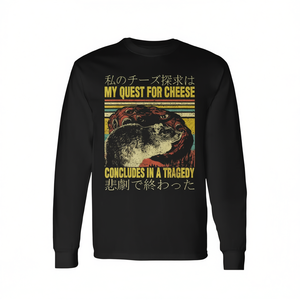 Ma quête du fromage se termine dans une tragédie, t-shirt à manches longues rétro japonais Rat, taille S - Product Image 2