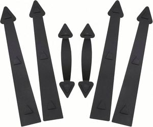 Juego de herrajes decorativos para puertas de garaje de acero, listos para enviar (RTS), con bisagras, manijas y detalles. - Product Image 1