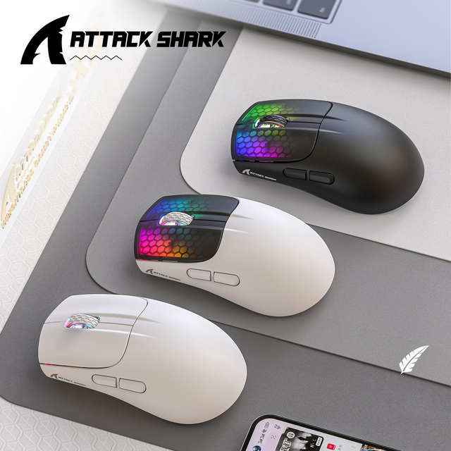 Attack Shark X5 Light Weight 3 Mode BT Wired 2.4G Wireless RGB Gaming Mouse