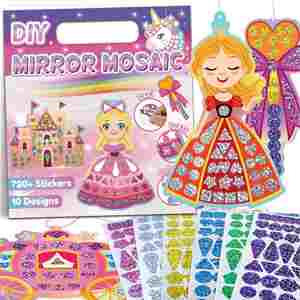 Ensemble d'arts créatifs et d'artisanat sur le thème de la princesse, 10 pièces, cadeau de Noël, kit de mosaïque, étiquettes suspendues faites à la main - Product Image 6
