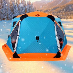 Tente de pêche sur glace hexagonale, installation automatique rapide, coupe-vent, imperméable, résistante au <span class=keywords><strong>froid</strong></span> hivernal, camping en plein air quatre saisons, Oxford - Product Image 2