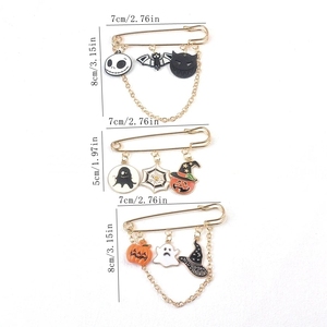 Broche de luxe créative en forme de citrouille d'Halloween, fantôme et chapeau de sorcier, épingle de sûreté pour vêtements de mode féminins, vente en gros - Product Image 6