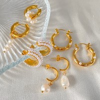 EMANCO Boucles d'oreilles créoles chic et délicates, géométriques, couleur or, en acier inoxydable, bijoux de mode pour femmes, vente en gros, dropshipping