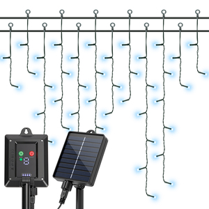 Aigostar all'aperto luci della tenda di natale 100 LED 8 modalità IP65 solare USB per feste - Product Image 1