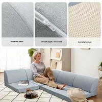 Canapé modulaire pliable de style japonais en tissu microfibre en forme de L, personnalisable en gros pour salon