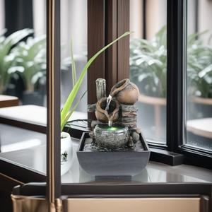 Mini Fontaine <span class=keywords><strong>de</strong></span> Rocaille Bonsaï, Cascade en Résine à Alimentation USB <span class=keywords><strong>avec</strong></span> <span class=keywords><strong>Bassin</strong></span> Suspendu, Sculpture Zen pour Décoration <span class=keywords><strong>de</strong></span> Table - Product Image 5