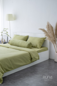 100% Cotton Stone-Washed Bedding Set 4PCS 2 Pillow Case Comforter Cover Fitted <b>Sheet</b> Avocado Green <b>King</b> Queen Custom <b>Size</b> - Product Image 4