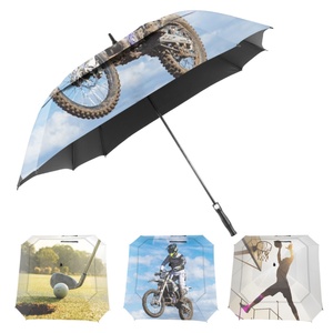 Straight Square <b>Windproof</b> Semi-Automatic Open Oversized Double Canopy Stick <b>Umbrella</b> - Product Image 5