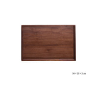 Plateau rectangulaire en bois pour le thé, les desserts, les fruits, le pain, le petit-déjeuner, plateau de service en noyer noir, plateau à collations et à sushis en bois