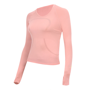 Haut de yoga sans couture à manches longues pour femme, haut de sport moulant en spandex extensible, séchage rapide, haute élasticité - Product Image 6