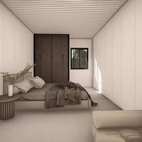 Casa Contenedor de Ensamblaje Rápido con Panel Sándwich, Diseño Moderno, Puerta Corredera de Vidrio para Uso en Hoteles, Oficinas y Estudios