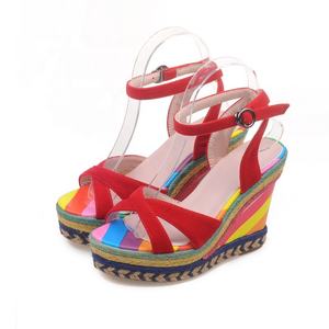 WETKISS OEM 2021 Color Arco Iris zapatos de mujer Sandalias de correa de tobillo zapatos de tacón de cuña para mujer Sandalias de verano <span class=keywords><strong>alpargatas</strong></span> en sandalias - Product Image 6