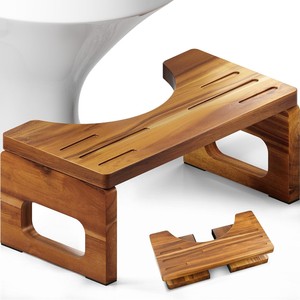 Bamboo <b>Folding</b> Bathroom <b>Stool</b> With Storage For Toilet Seat Changing And Doorway Use - Product Image 1