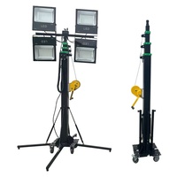 Poteau télescopique à manivelle de 4m/5m pour lampe à ballon 1KW avec chariot