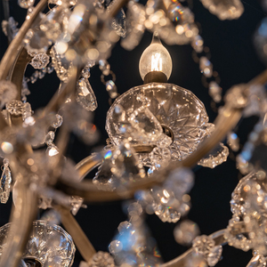 Lámpara de araña de cristal de múltiples niveles con colgantes de cristal transparente en forma de lágrima para comedor, villa, iluminación interior. - Product Image 3