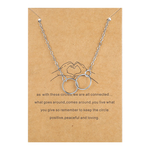 Colgante <span class=keywords><strong>de</strong></span> tarjeta Vintage para mujer y niña, cadena fina, collar <span class=keywords><strong>de</strong></span> <span class=keywords><strong>Amistad</strong></span> <span class=keywords><strong>de</strong></span> doble círculo y mariposa, joyería al por mayor - Product Image 6
