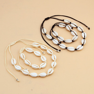 Collar de Conchas Blancas con Cuentas Naturales, Estilo Europeo Americano, Conjunto de Joyería de Moda - Product Image 1