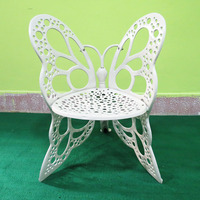 Chaise de loisirs MOJIA en fonte d'aluminium avec cadre papillon en métal blanc pour jardin extérieur, balcon, terrasse, salle à manger ou table basse