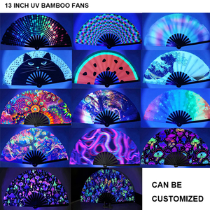 Kongfu-abanico de mano plegable de 33cm con brillo UV, para fiestas, festivales, eventos y clubs nocturnos - Product Image 5