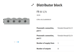 Nuovo Blocco Distributore Originale FESTO FR-8-1/4 2078 Made in Germany Disponibile - Product Image 6