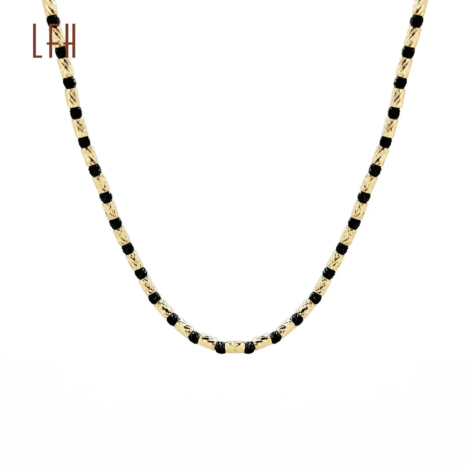 Kalung O emas asli 18k 40cm grosir dengan rantai Choker manik-manik hitam perhiasan Solid emas kuning rantai wanita kalung kustom