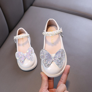 รองเท้าหนัง PU ประดับโบว์เพชรสำหรับเด็กผู้หญิงวัยเตาะแตะ สวมใส่สบาย ไม่ลื่น เหมาะสำหรับฤดูใบไม้ร่วง งานเต้นรำ งานปาร์ตี้ งานแต่งงาน งานวันเกิด - Product Image 2