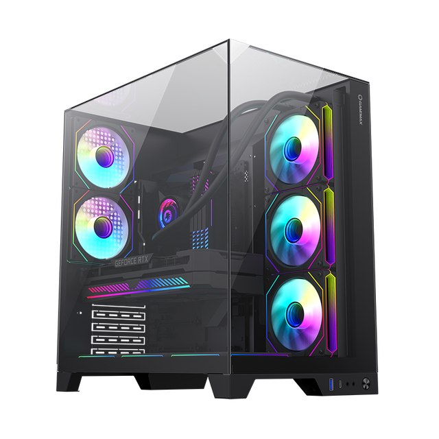 GAMEMAX-Infinity Plus Mid-Tower ATX PC Case 120 mm ARGB Fans 360mm Radiator Support Dual Chamber Chassis Gaming Computer Case