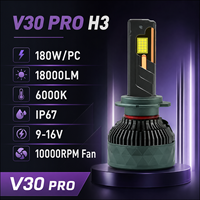 Proveedor de Faros LED para Automóviles SFIDA V30-pro, Bombilla H3 180W 6000K, Aleación de Aluminio, PCB de Cobre, Seis Tubos de Cobre, IP67, 9-16V, Fabricante
