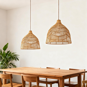 Rotin fait main tissage créatif Hot Pot Restaurant suspension lampe cour boulangerie pendentif rotin éclairage - Product Image 2