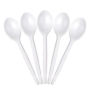 Cucchiai di Plastica Bianchi Riutilizzabili Lunghezza 16,5 Cm per Uso Quotidiano - Product Image 1