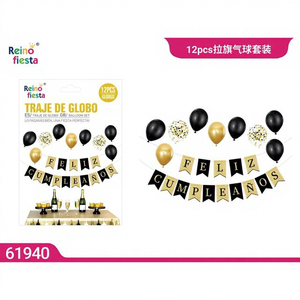 Peiyong - Juego de 12 Globos con Pancarta de Feliz Cumpleaños para Celebraciones y Fiestas - Product Image 1
