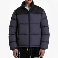 Veste matelassée à col montant pour homme, tissu haute densité, design color block, manteau chaud et épais de style sport décontracté