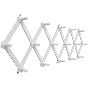 Tenture murale en accordéon à 16 crochets, porte-manteau extensible en bois pour chapeaux casquettes de baseball tasses à café bijoux - Product Image 4