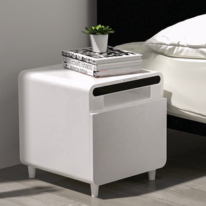 Tavolo da <span class=keywords><strong>comodino</strong></span> ad angolo per camera da letto moderna Semra <span class=keywords><strong>comodino</strong></span> per frigorifero oversize in metallo bianco con cassetto per frigorifero di raffreddamento - Product Image 2