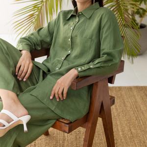 Conjunto de Dos Piezas para Mujer, Camisa Holgada con Botones y Pantalones Anchos de Lino, Ropa Casual a la Moda - Product Image 4