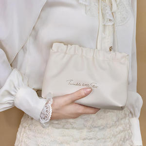 Màu hồng mềm PU Da Xếp Li trang điểm Túi xách tay không thấm nước phụ nữ đi du lịch chính Son môi nhỏ vệ sinh cá nhân Pouch - Product Image 5