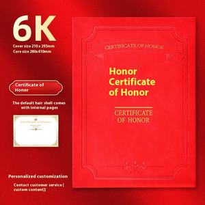 Erecertificaat A3 Lederen Omslag Rood Goud Stempelen 6K Bedrukt Binnenpagina 'S 8K Afstudeercertificaat 12K Afstudeernotitieboek - Product Image 6