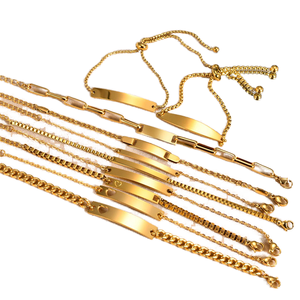 Aceon Velle Bracelet chaîne à maillons en acier inoxydable pour femme Barre incurvée à la mode Couches réglables DIY Graver le zircon pour bijoux - Product Image 1