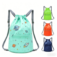 Sac à dos à cordon en polyester imperméable, design pliable et léger, personnalisable avec logo, pour hommes et femmes, idéal pour le sport, les voyages et la plage