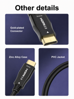 Câble HDMI Optique Actif AOC 18 Gbit/s 4K 60Hz HDR HDCP2.2 pour TV, Projecteur, Salle de Conférence, Utilisation en Ingénierie