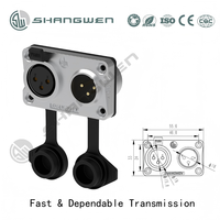 Connecteur XLR 3 broches IP65 deux-en-un mâle et femelle, contacts en alliage de cuivre plaqué or, boîtier en alliage de zinc plaqué nickel