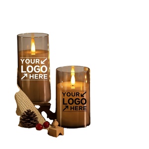 Bougie pilier LED à piles, blanc chaud, avec logo personnalisé, flamme 3D, 5,5 cm, pour mariage, anniversaire, centre de table, décoration de fête - Product Image 1