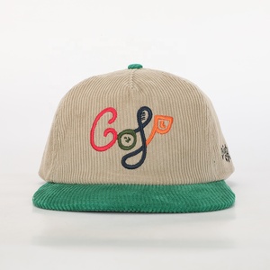 BSCI all'ingrosso personalizzato <span class=keywords><strong>di</strong></span> alta qualità Oem ricamo Logo 5 pannello Sport cappello a tesa piatta, cammello velluto a coste Gorras,Hip Hop Snapback Cap - Product Image 2