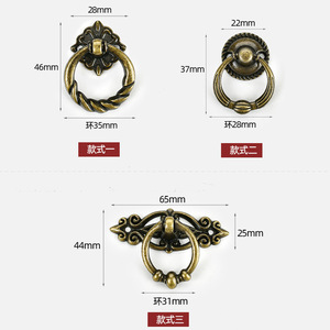 Retro Zinc Alloy Cabinet <b>Pull</b> Rings European Style Drawer Door Handles Easy Installation Plated Finish - Product Image 2