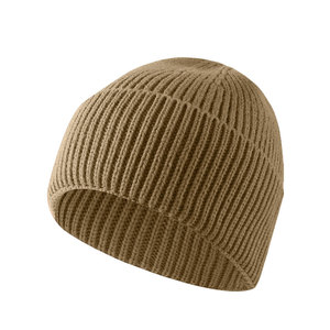 Gorro de punto acrílico grueso para hombres y mujeres, gorro cálido de invierno de color sólido, gorro elástico a prueba de viento - Product Image 3