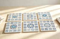Sous-plat en céramique motif carreaux portugais en forme de chocolat, résistant à la chaleur, anti-brûlure, pour table de cuisine