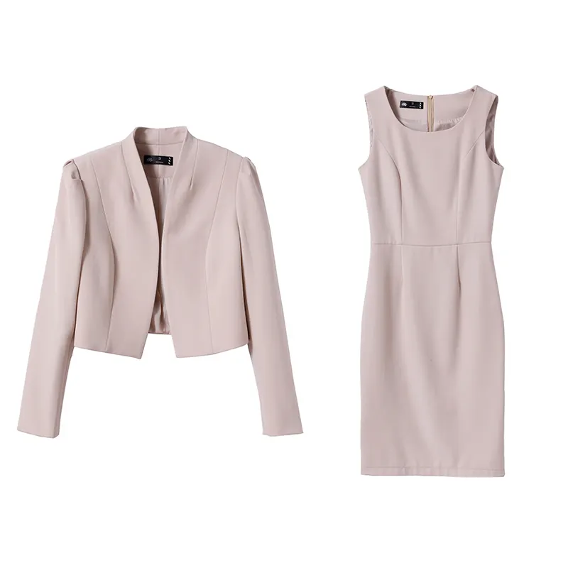 Wholesale 2 Piece Dress Suits High quality Women Business Set Fashion Formal Lady Office Suit Short Blazer and Dress