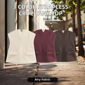 เสื้อครอปท็อปแฟชั่นลำลองสำหรับผู้หญิง 3 สี แบบสายเดี่ยว ลายดอกไม้ ระบายอากาศได้ดี ทอแบบสั้น ขายดี - Product Image 2