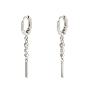 CANNER S925 Sterling <b>Silver</b> Fashion Three Sparkling Gemstone Pendant <b>Hoop</b> <b>Earrings</b> - Product Image 2