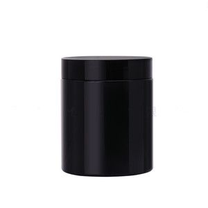 Empty 250ml 8oz candy packaging plastic round container candy jar any smell plastic black bottle jar with black lids